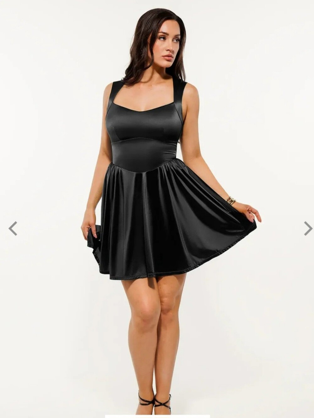 Popilush Women's Black Sweetheart Neckline Shapewear Fit and Flare Mini Dress M